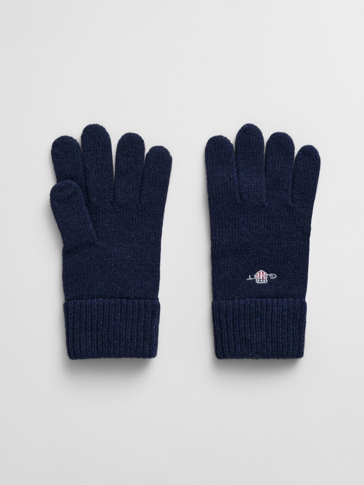 GANT Blue Shield Wool Gloves - Image 1 of 2 GANT Blue Shield Wool Gloves - Image 1 of 2