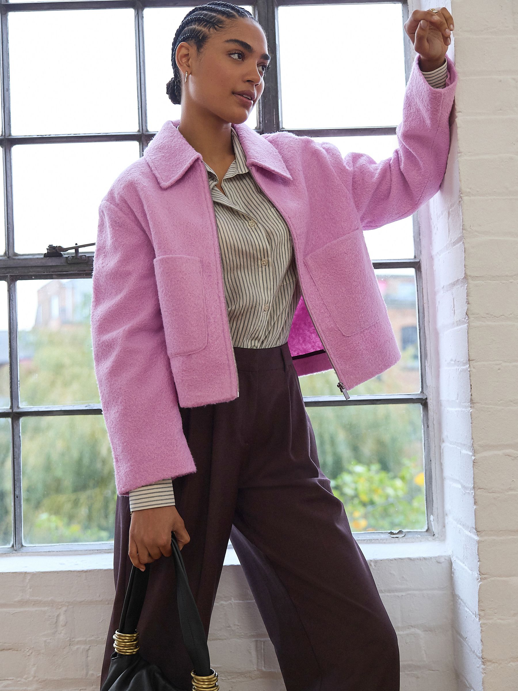 アテッサ新作モデル Buy Pink USA Next from Jacket Textured Short Through Zip ジャケット・アウター