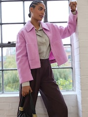 Pink Zip Through Short Textured Jacket - Image 4 of 8