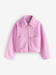 Pink Zip Through Short Textured Jacket - Image 6 of 8