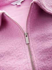 Pink Zip Through Short Textured Jacket - Image 7 of 8