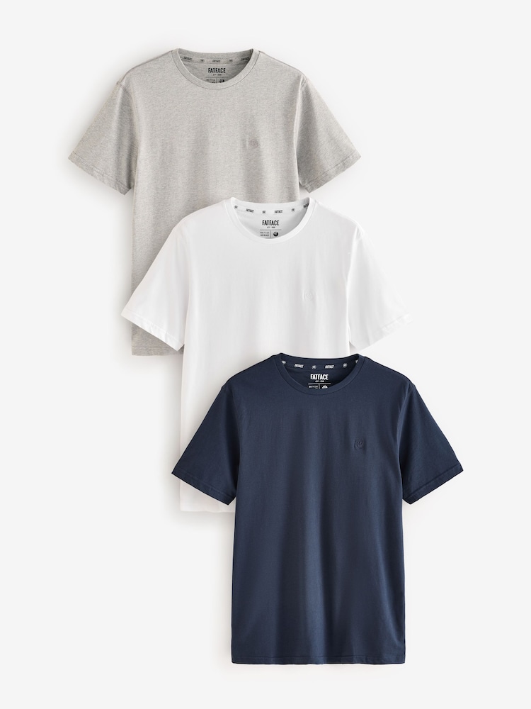 FatFace Navy Short Sleeve 100% Cotton T-Shirts 3 Pack - Image 1 of 4