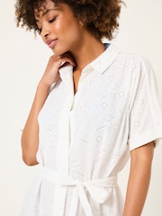 FatFace Ivory 100% Cotton Beachwear Broderie Shirt Dress - Image 5 of 11