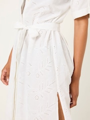 FatFace Ivory 100% Cotton Beachwear Broderie Shirt Dress - Image 6 of 11