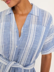 FatFace Blue Beachwear 100% Cotton Stripe Maxi Shirt Dress - Image 5 of 5