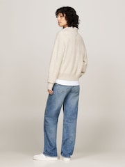 Tommy Jeans Cream Melange Flag Sweater - Image 3 of 5