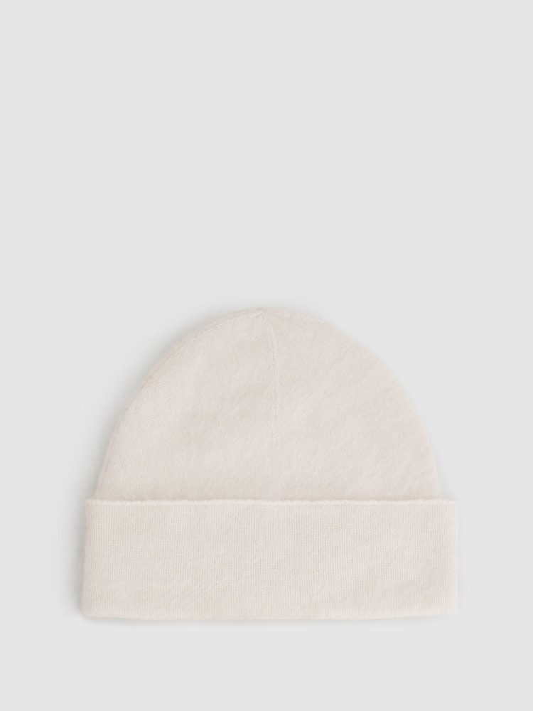 Reiss Cream Alba Cashmere Beanie - Image 1 of 4