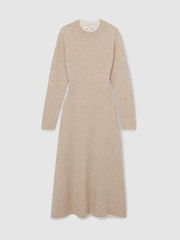 Reiss Neutral Mila Knitted Mélange Midi Dress With Cashmere - Image 2 of 8