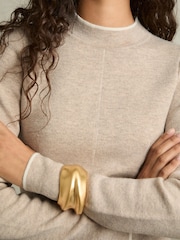 Reiss Neutral Mila Knitted Mélange Midi Dress With Cashmere - Image 5 of 8