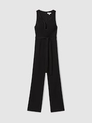 Reiss Black Eva Wide-Leg Sleeveless Jumpsuit With Curved Neckline - Image 2 of 6