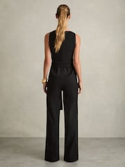 Reiss Black Eva Wide-Leg Sleeveless Jumpsuit With Curved Neckline - Image 5 of 6