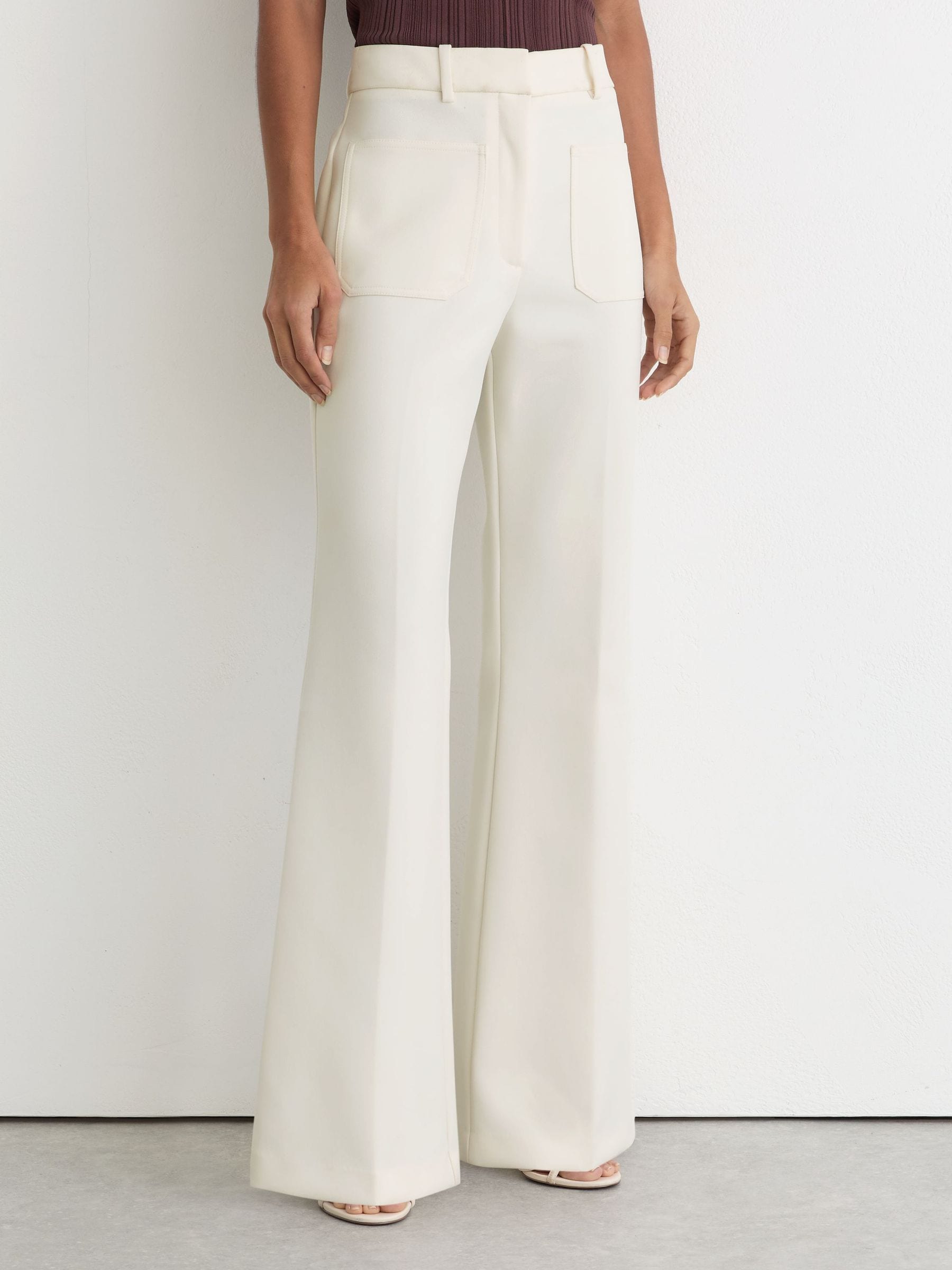 Buy Reiss Cream Priya Twill Patch-Pocket Flared Trousers from Next USA