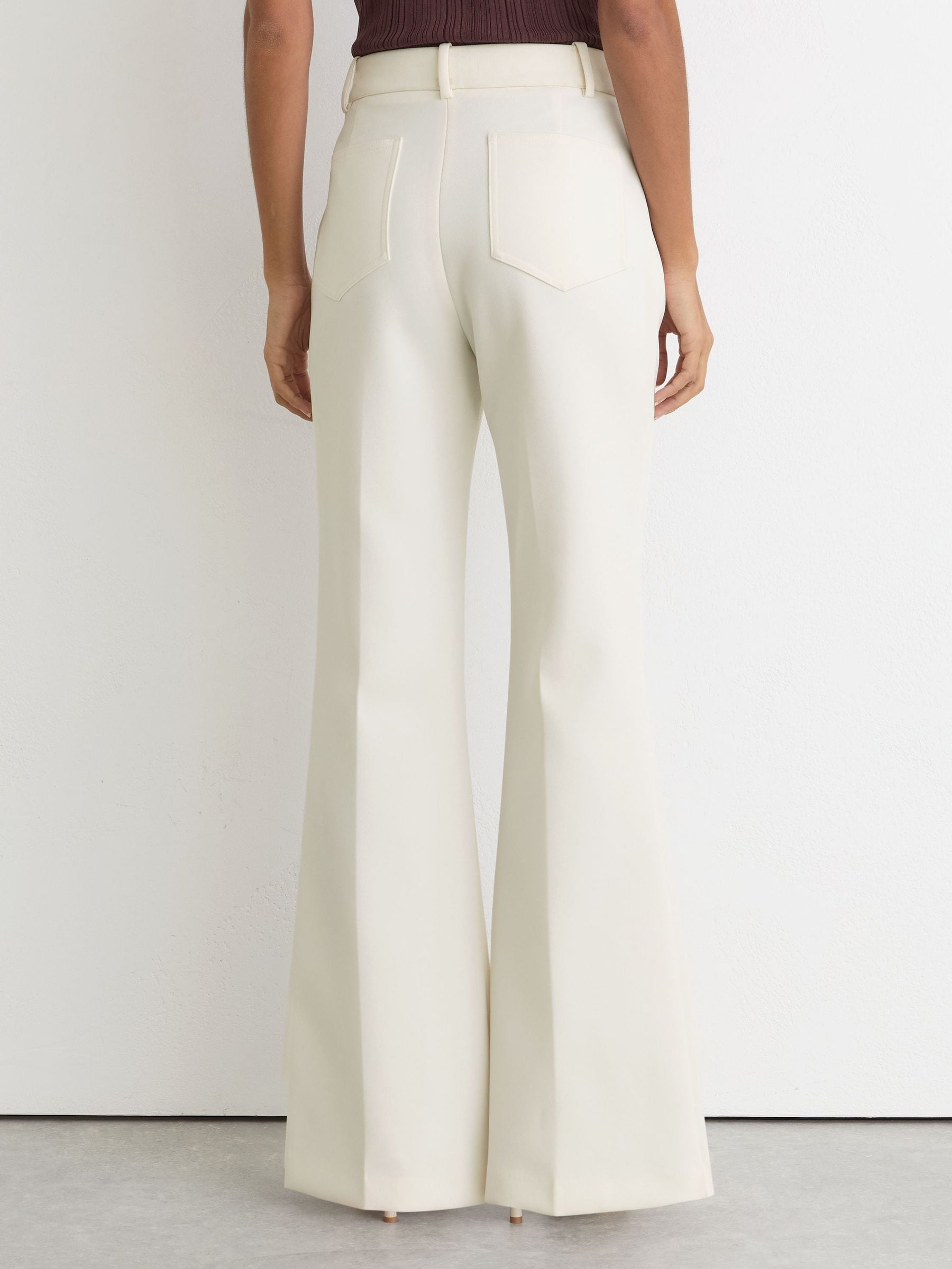 Buy Reiss Cream Priya Twill Patch-Pocket Flared Trousers from Next USA