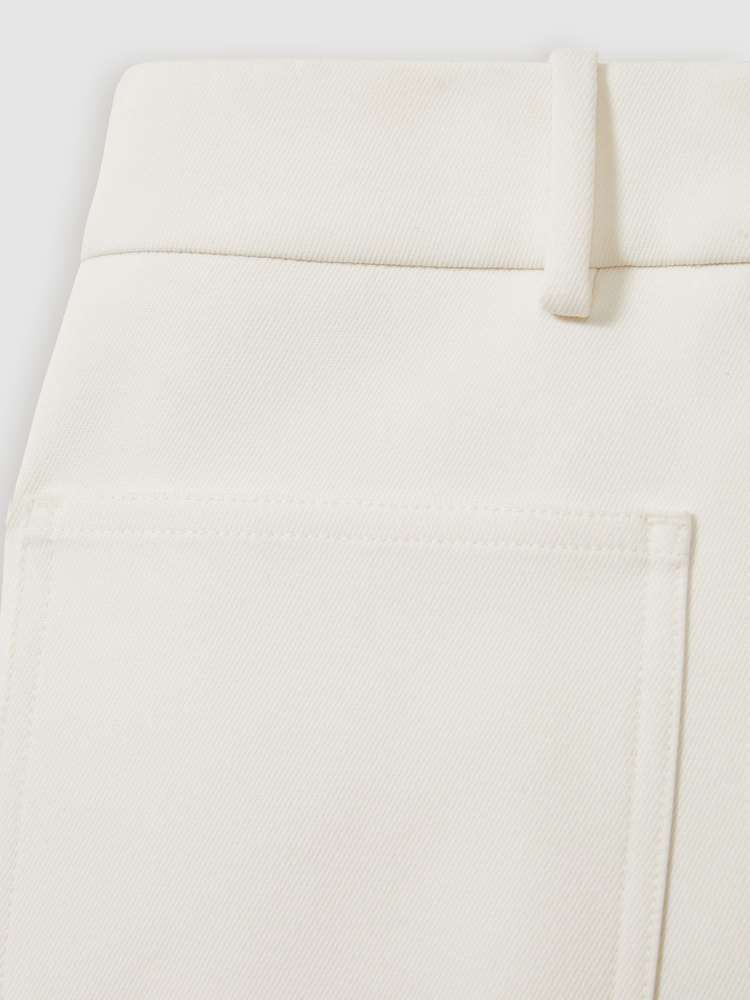 Reiss Cream Priya Twill High Rise Flared Trousers - Image 6 of 6