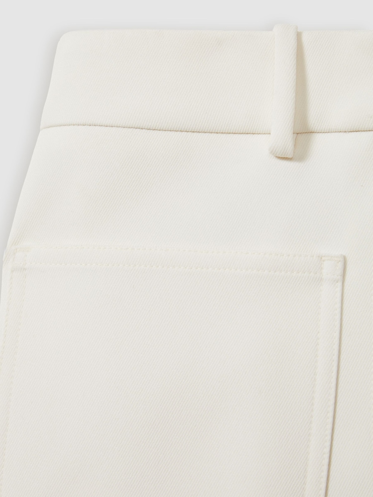 Reiss Cream Priya Twill Patch-Pocket Flared Trousers - Image 8 of 8