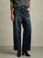 Reiss Dark Blue Myrtle Petite Denim Culotte Jeans - Image 1 of 8