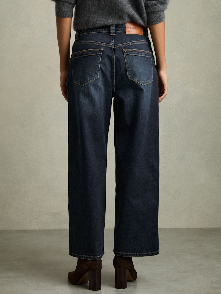 Reiss Dark Blue Myrtle Petite Denim Culotte Jeans - Image 5 of 8