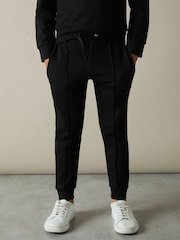 Negro - Pantalones de chándal holgados con cordón ajustable Croxley de Reiss - Imagen 3 de 4