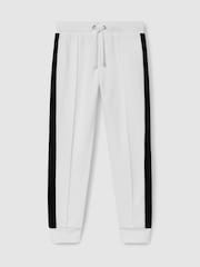 Reiss White/Emerald Green Larose 3-9 yrs Interlock Velour-Stripe Joggers - Image 2 of 4