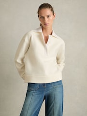 Reiss Cream Amy Wool-Cotton Blend Open-Placket Shirt - Image 1 of 6