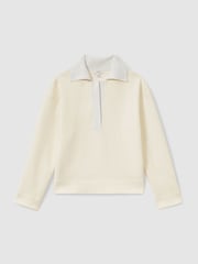Reiss Cream Amy Wool-Cotton Blend Open-Placket Shirt - Image 2 of 6