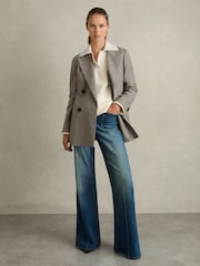 Reiss Cream Amy Wool-Cotton Blend Open-Placket Shirt - Image 3 of 6