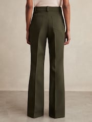 Reiss Green Priya Twill High Rise Flared Trousers - Image 5 of 6