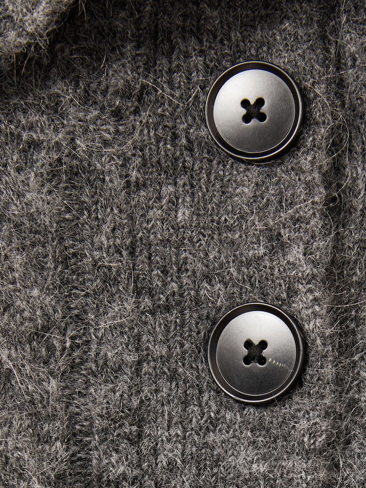 Reiss Charcoal Etta Cropped Cable-Knit Jumper With Mohair - Image 5 of 5