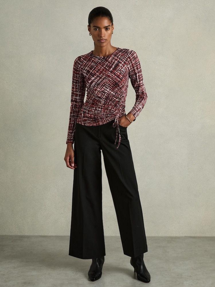 Reiss Riyo Abstract-Print Ruched-Jersey Top - Image 5 of 7