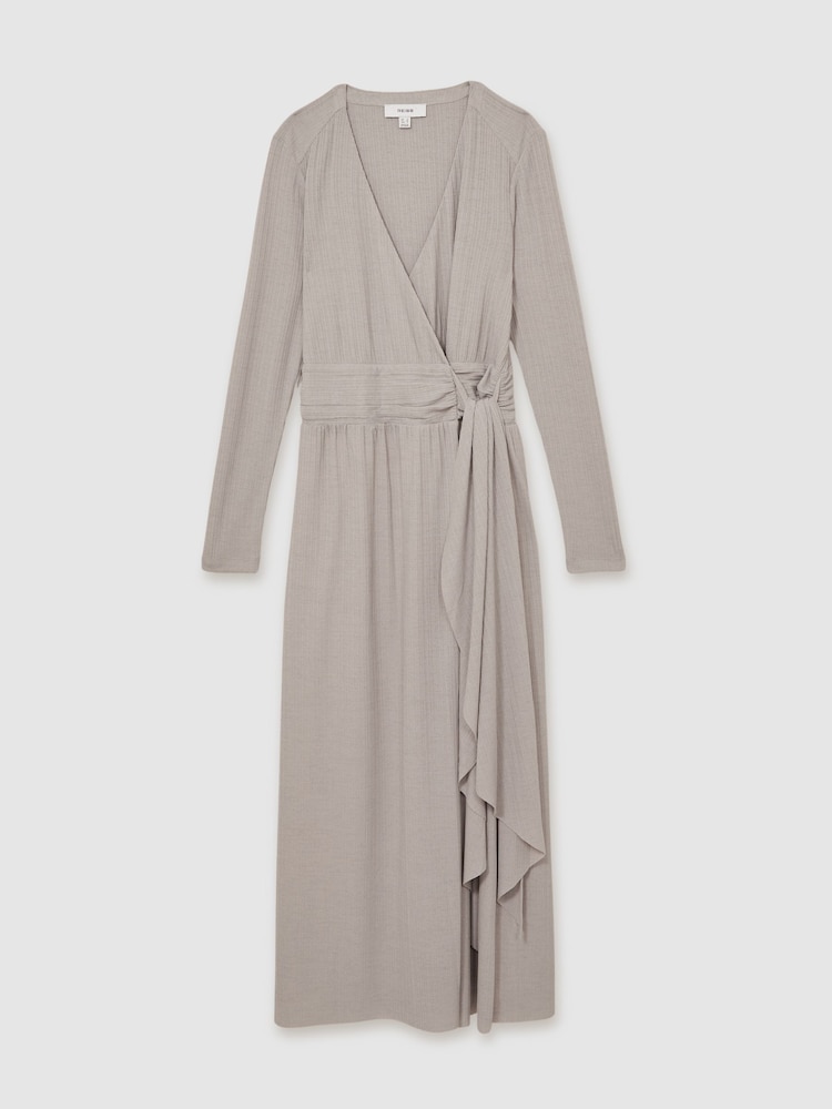 Серый - Reiss Madeline Jersey Wrap-Tie Midi Dress - Image 2 of 6
