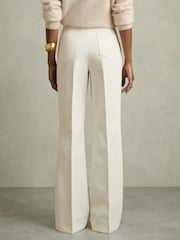 Reiss Cream Priya Petite Twill High Rise Flared Trousers - Image 5 of 7