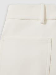 Reiss Cream Priya Petite Twill High Rise Flared Trousers - Image 6 of 7