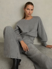 Reiss Grey Nadine Chain-Necklace Jumper With Cashmere - Image 1 of 7