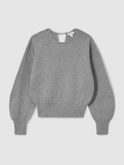 Reiss Grey Nadine Chain-Necklace Jumper With Cashmere - Image 2 of 7