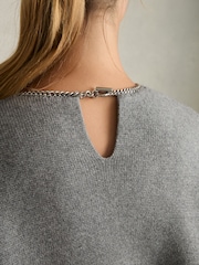 Reiss Grey Nadine Chain-Necklace Jumper With Cashmere - Image 6 of 7