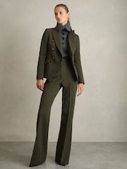 Reiss Green Priya Twill Double-Breasted Blazer - Image 3 of 6