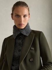 Reiss Green Priya Twill Double-Breasted Blazer - Image 4 of 6