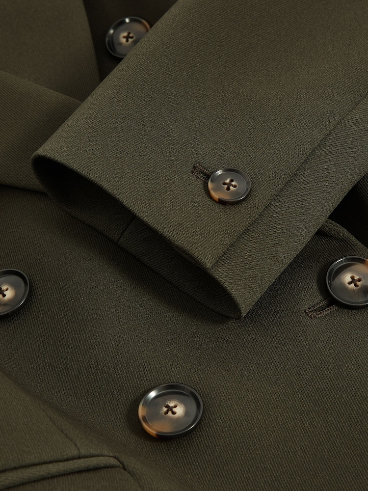 Reiss Green Priya Twill Double-Breasted Blazer - Image 6 of 6