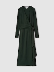 Зеленый - Reiss Madeline Jersey Wrap-Tie Midi Dress - Image 2 of 7