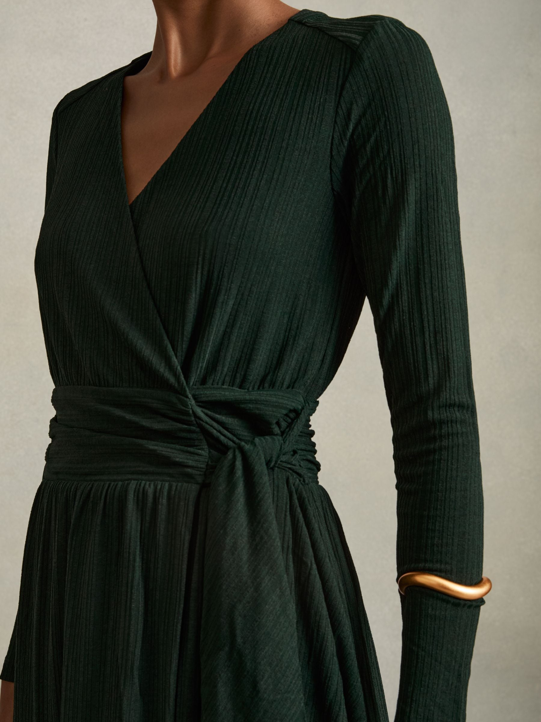Buy Reiss Green Madeline Petite Jersey Wrap-Tie Midi Dress