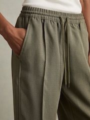 Reiss Khaki Sunnie Wide-Leg Drawstring Trousers - Image 4 of 6