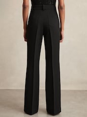 Reiss Black Priya Twill High Rise Flared Trousers - Image 5 of 7