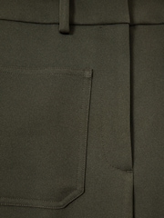 Reiss Green Priya Petite Twill High Rise Flared Trousers - Image 6 of 8