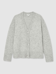 Reiss Grey Robyn Alpaca Wool-Blend Brushed Cardigan - Image 2 of 6