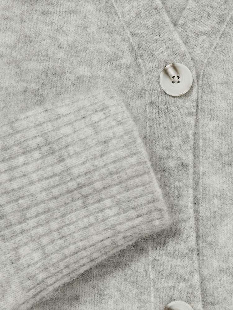 Reiss Grey Robyn Alpaca Wool-Blend Brushed Cardigan - Image 6 of 6