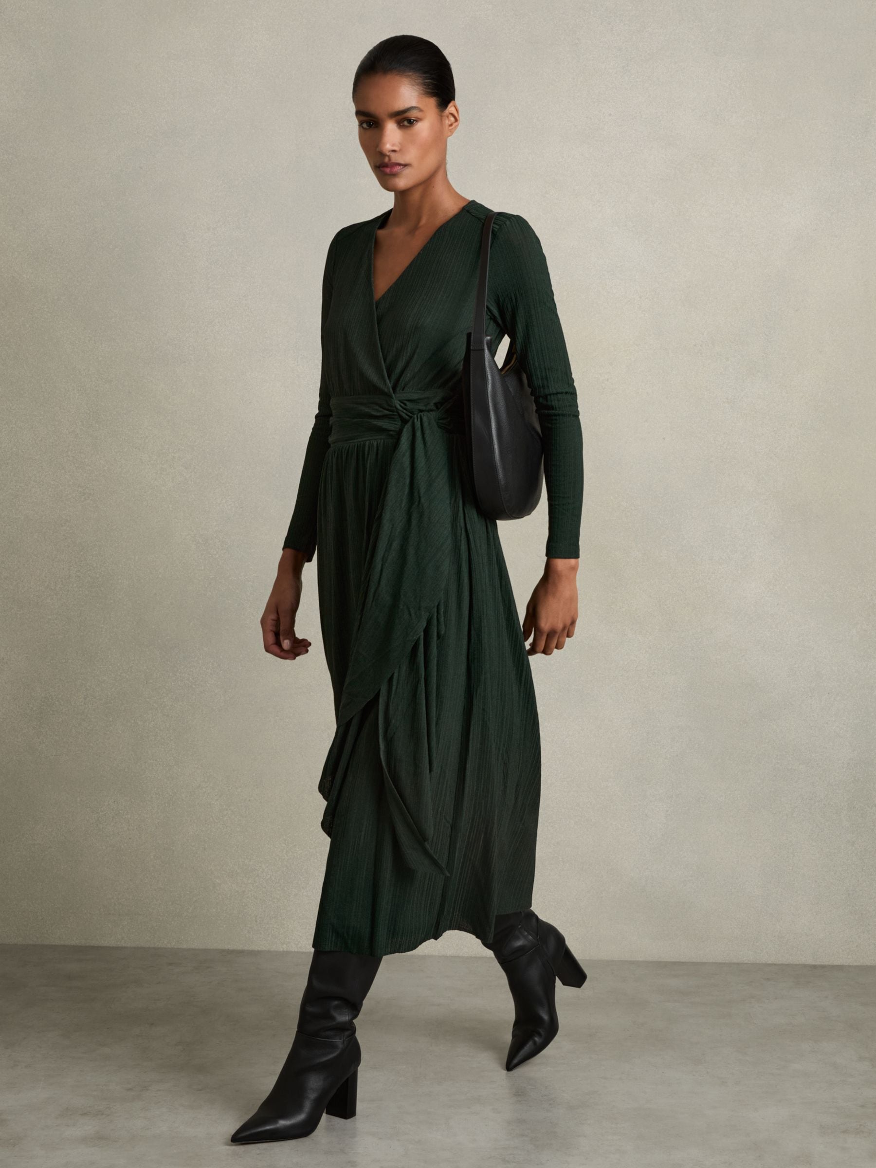 【海外限定】REISSワンピース☆Green Madeline Jersey Wrap-Tie Buy Reiss Green Madeline Jersey Wrap-Tie Midi Dress from