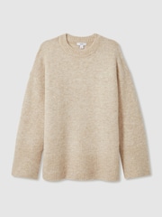 Reiss Neutral Birdie Brushed Crew-Neck Jumper With Alpaca Wool - Image 2 of 8