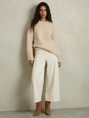 Reiss Neutral Birdie Brushed Crew-Neck Jumper With Alpaca Wool - Image 3 of 8