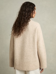Reiss Neutral Birdie Brushed Crew-Neck Jumper With Alpaca Wool - Image 5 of 8