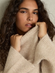 Reiss Neutral Birdie Brushed Crew-Neck Jumper With Alpaca Wool - Image 6 of 8
